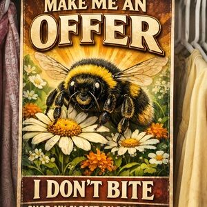 Charming Bee Art Poster - Black and Yellow